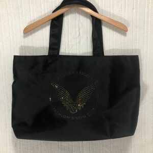 Victoria's Secret Fashion Show 2023‎ Black Tote Bag Rhinestone Wings Logo Zipper